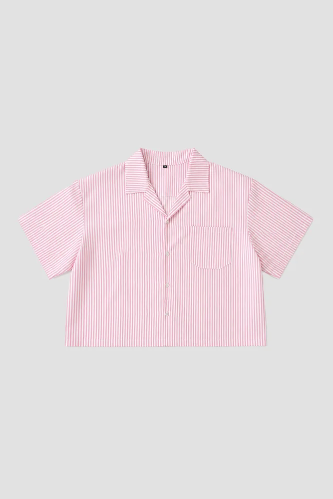 Striped Shirt boxy fit Pink