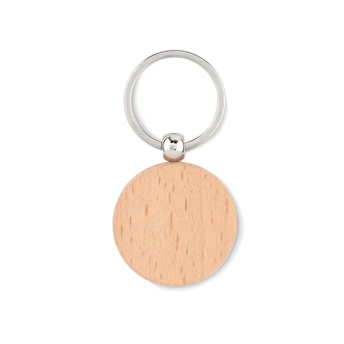 GiftRetail MO9773 Portachiavi rotondo in legno Toty Wood