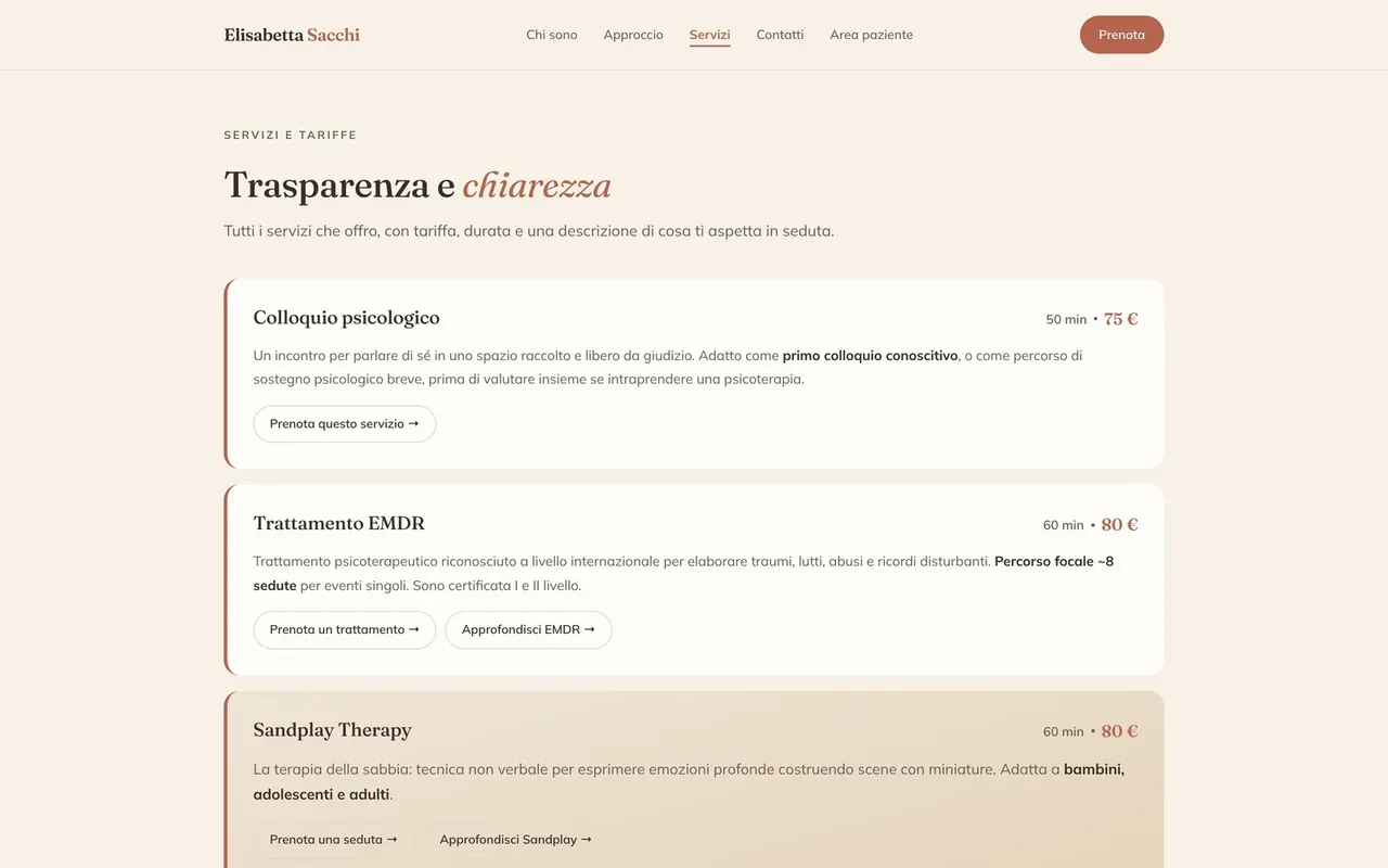 Dott.ssa Sacchi — schermata 1